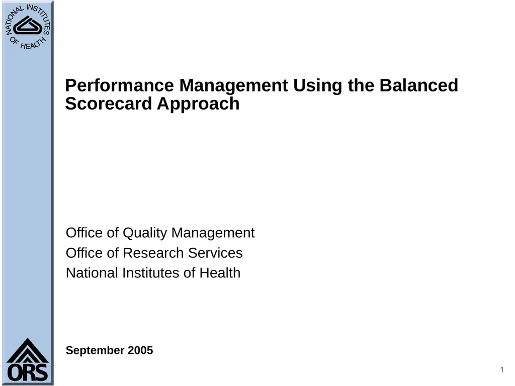 1 Performance Management Using the Balanced