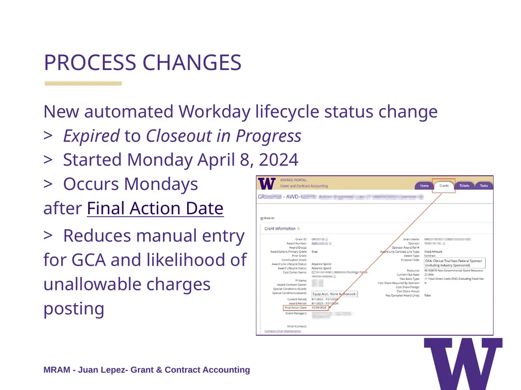 REMINDERS: Award Setup & Modification Requests - slide 16 of 42