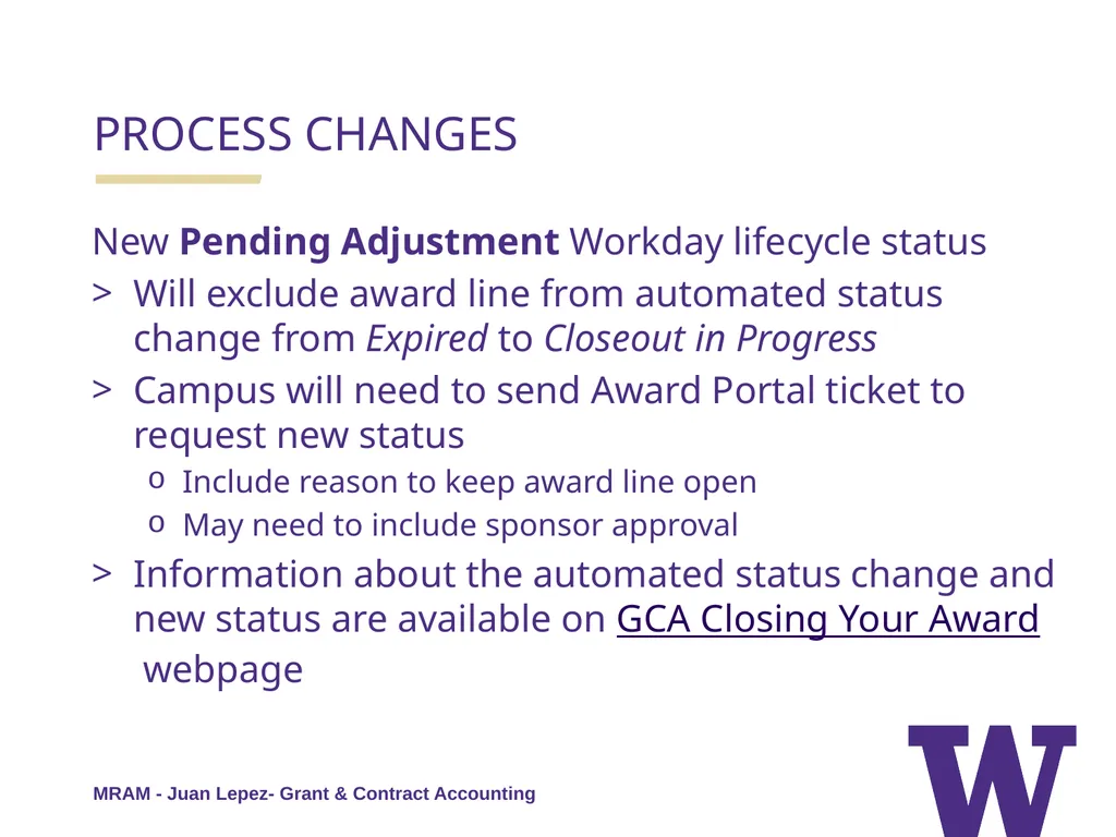 REMINDERS: Award Setup & Modification Requests - slide 17 of 42