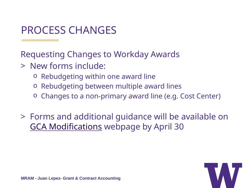 REMINDERS: Award Setup & Modification Requests - slide 19 of 42