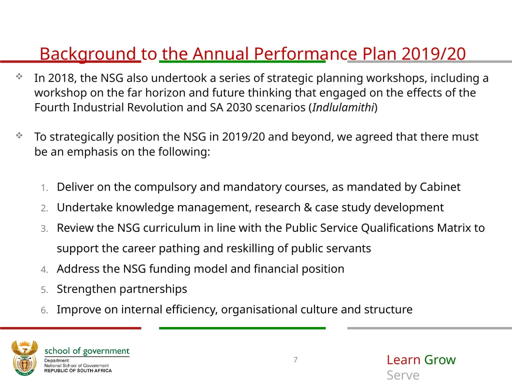 ANNUAL PERFORMANCE Plan for 2019/20 A presentation - slide 7 of 39