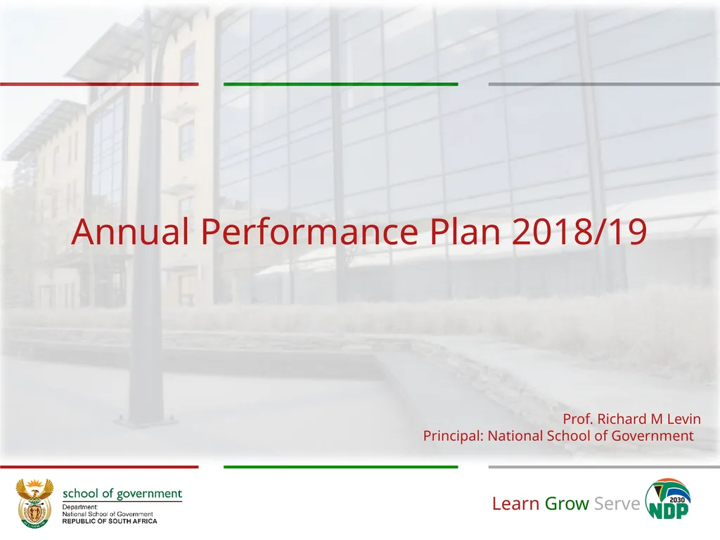 Annual Performance Plan 2018/19 Prof. Richard M