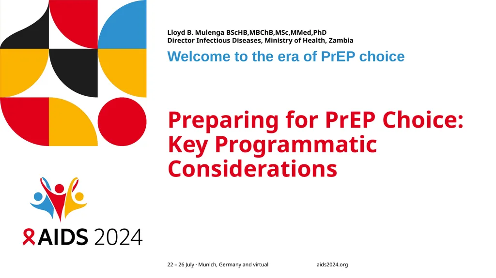 Preparing for PrEP Choice: Key Programmatic - slide 1 of 12