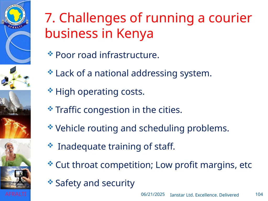 POSTAL AND COURIER TRAINING RUNNING A COURIER - slide 104 of 112