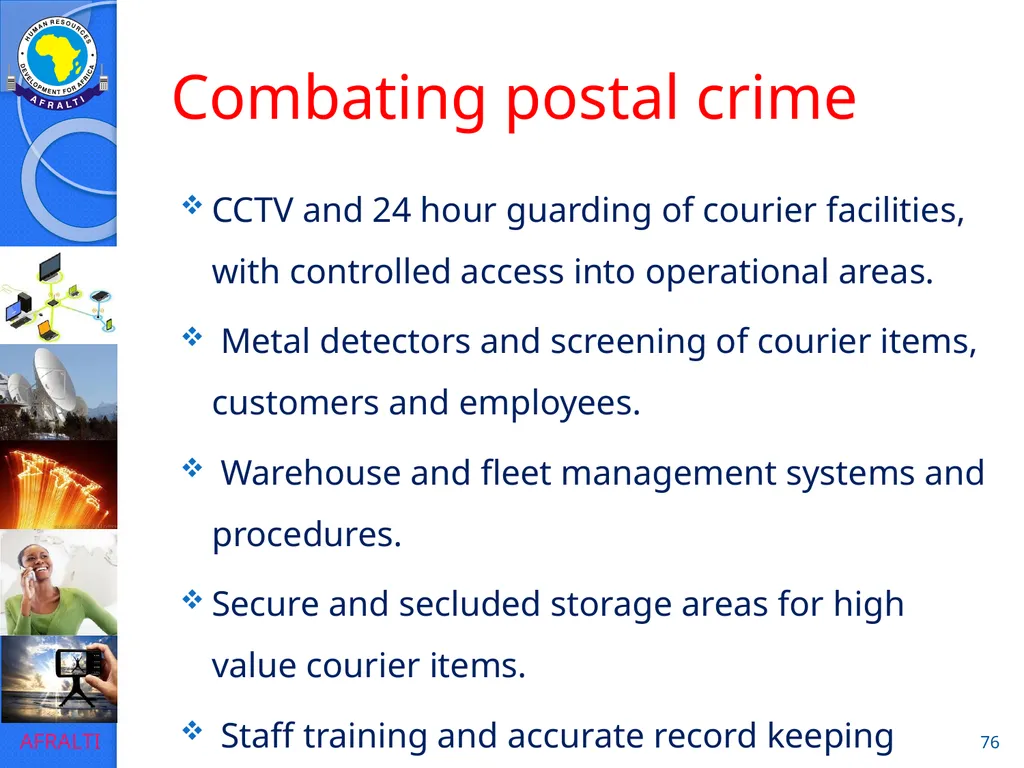 POSTAL AND COURIER TRAINING RUNNING A COURIER - slide 76 of 112
