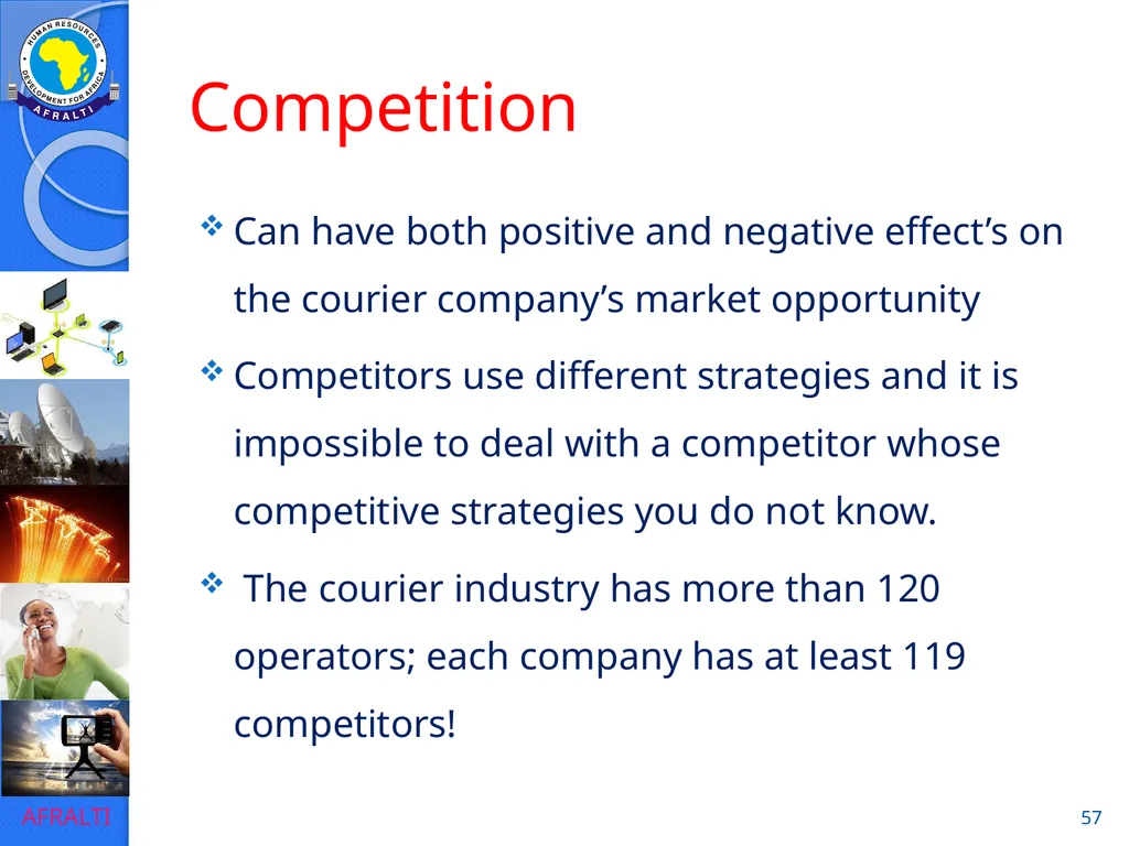 POSTAL AND COURIER TRAINING RUNNING A COURIER - slide 57 of 112