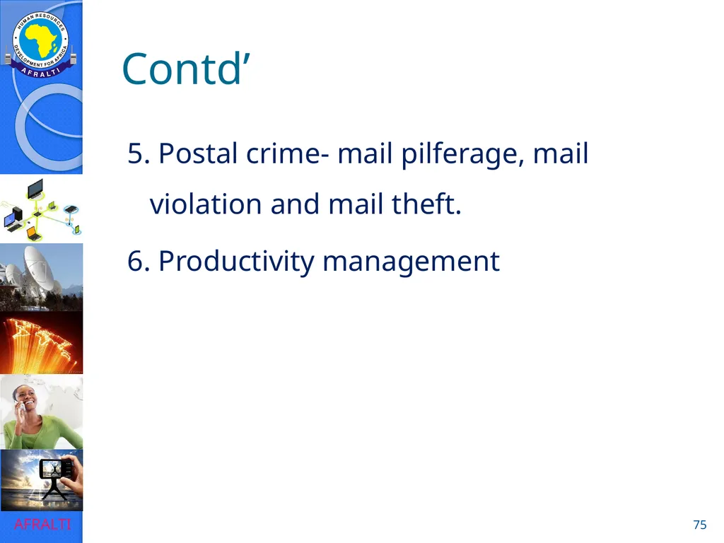 POSTAL AND COURIER TRAINING RUNNING A COURIER - slide 75 of 112