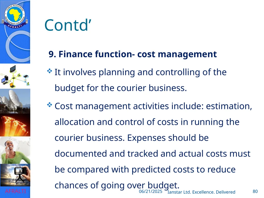 POSTAL AND COURIER TRAINING RUNNING A COURIER - slide 80 of 112