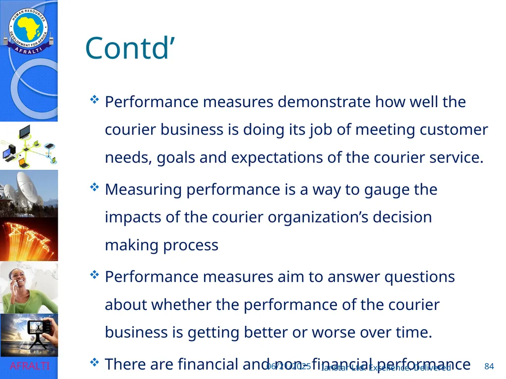 POSTAL AND COURIER TRAINING RUNNING A COURIER - slide 84 of 112