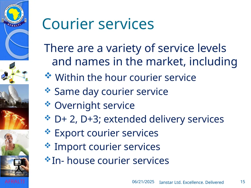 POSTAL AND COURIER TRAINING RUNNING A COURIER - slide 15 of 112