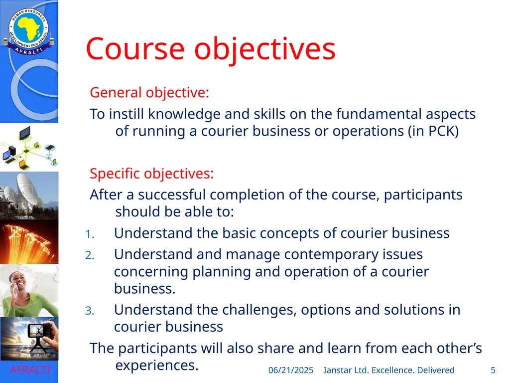 POSTAL AND COURIER TRAINING RUNNING A COURIER - slide 5 of 112