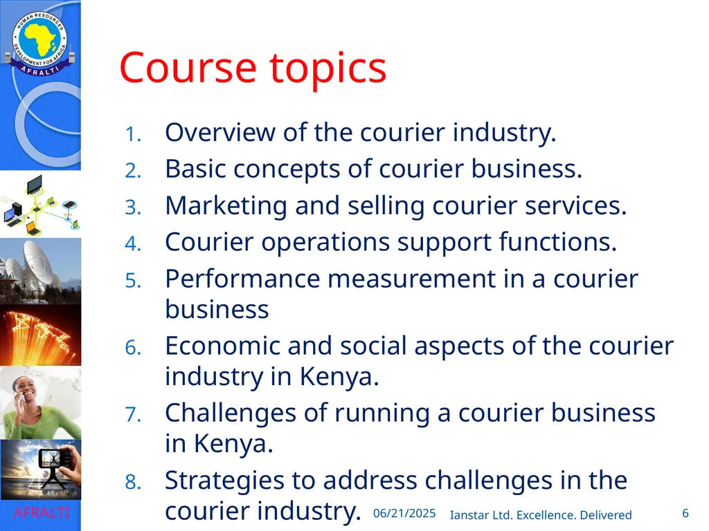 POSTAL AND COURIER TRAINING RUNNING A COURIER - slide 6 of 112