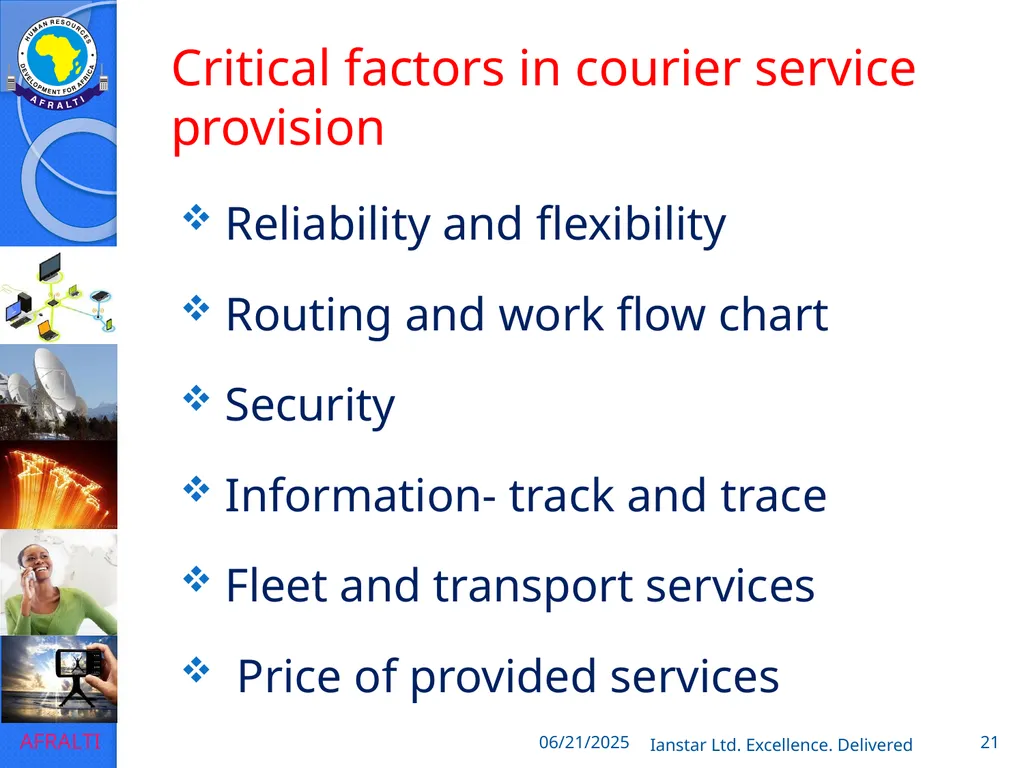 POSTAL AND COURIER TRAINING RUNNING A COURIER - slide 21 of 112