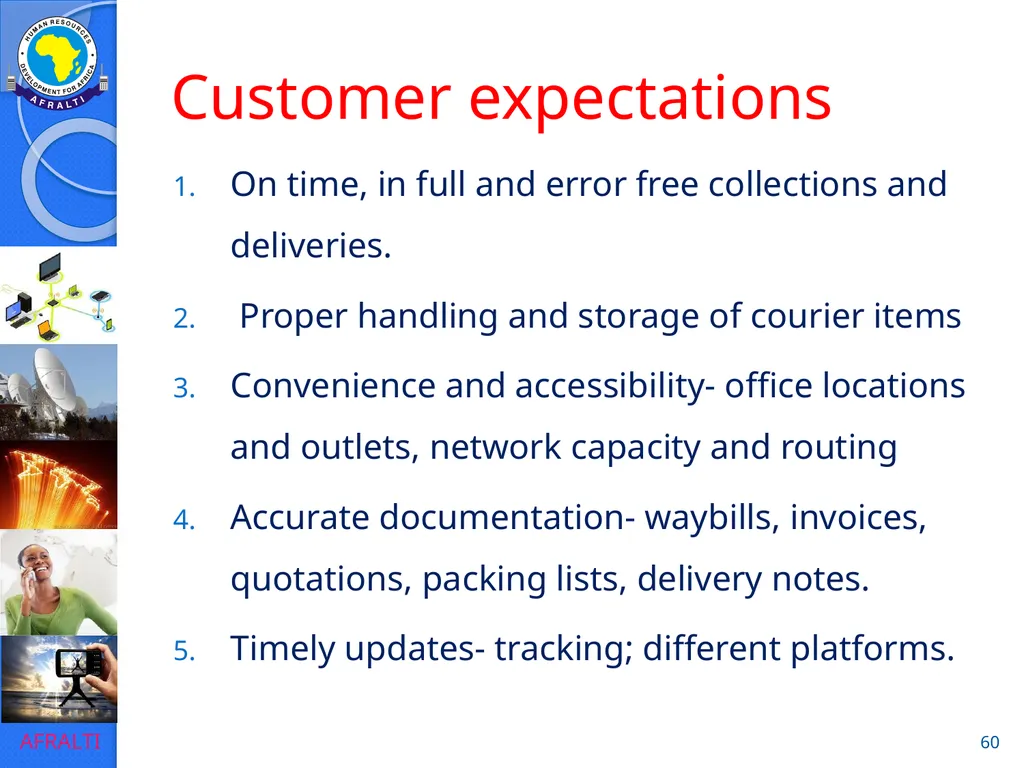 POSTAL AND COURIER TRAINING RUNNING A COURIER - slide 60 of 112
