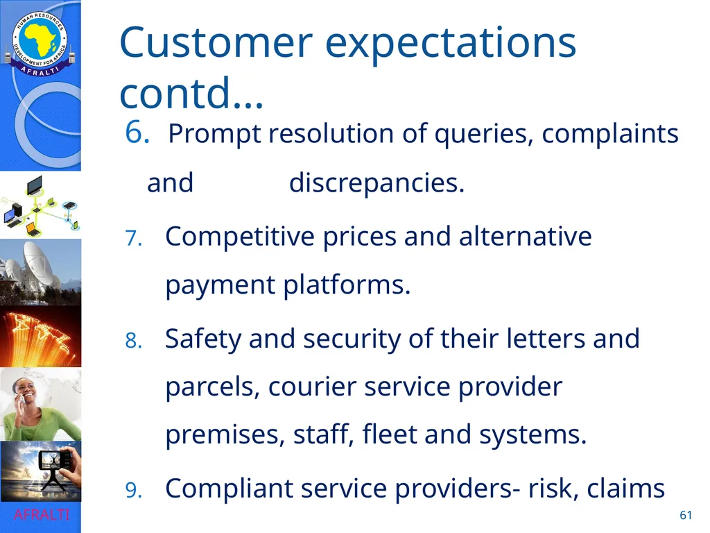 POSTAL AND COURIER TRAINING RUNNING A COURIER - slide 61 of 112