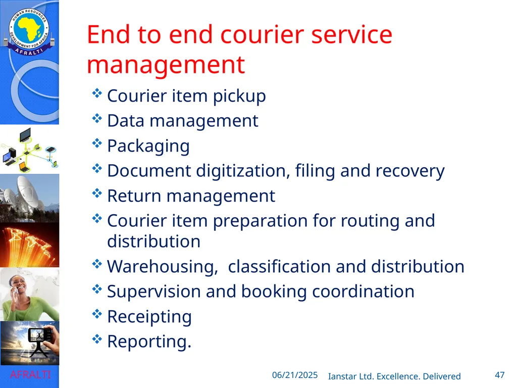 POSTAL AND COURIER TRAINING RUNNING A COURIER - slide 47 of 112