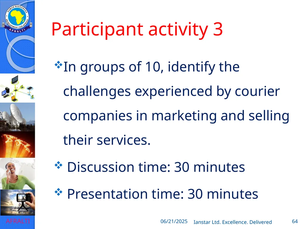 POSTAL AND COURIER TRAINING RUNNING A COURIER - slide 64 of 112