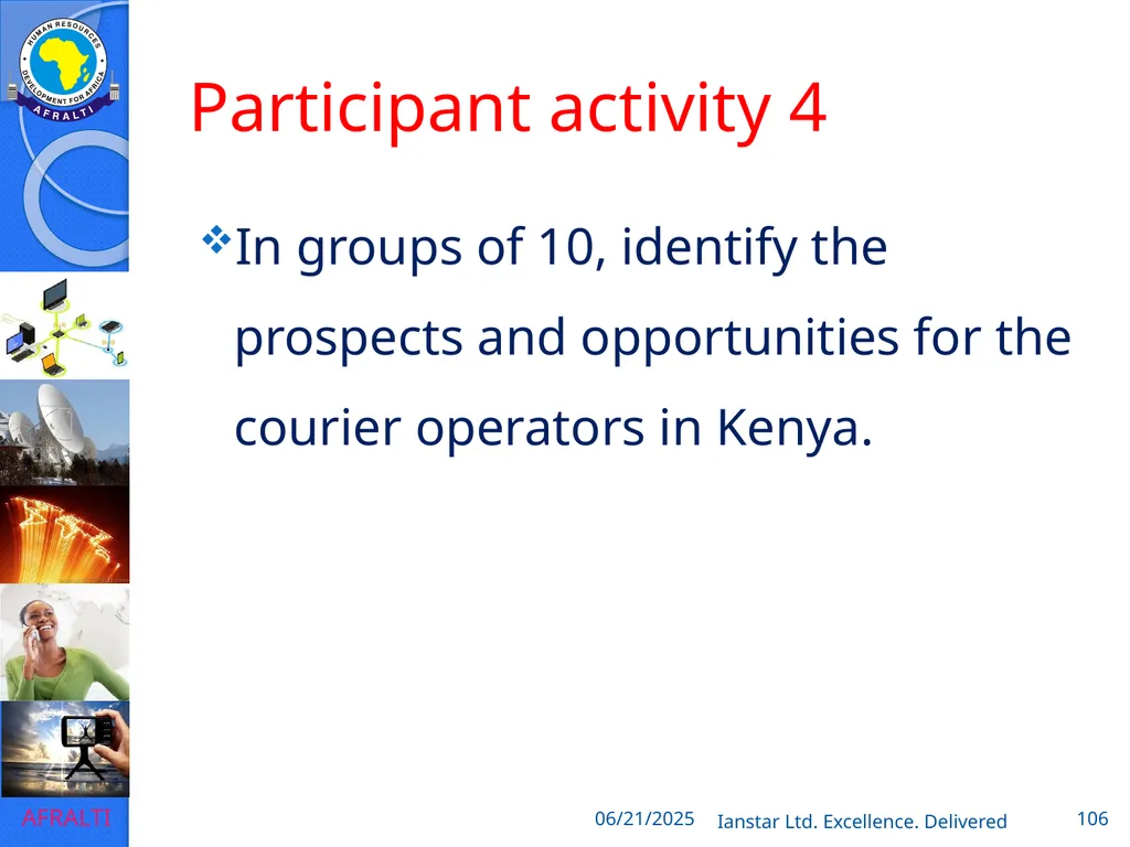 POSTAL AND COURIER TRAINING RUNNING A COURIER - slide 106 of 112