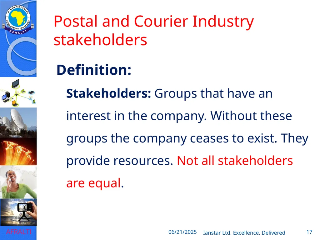 POSTAL AND COURIER TRAINING RUNNING A COURIER - slide 17 of 112
