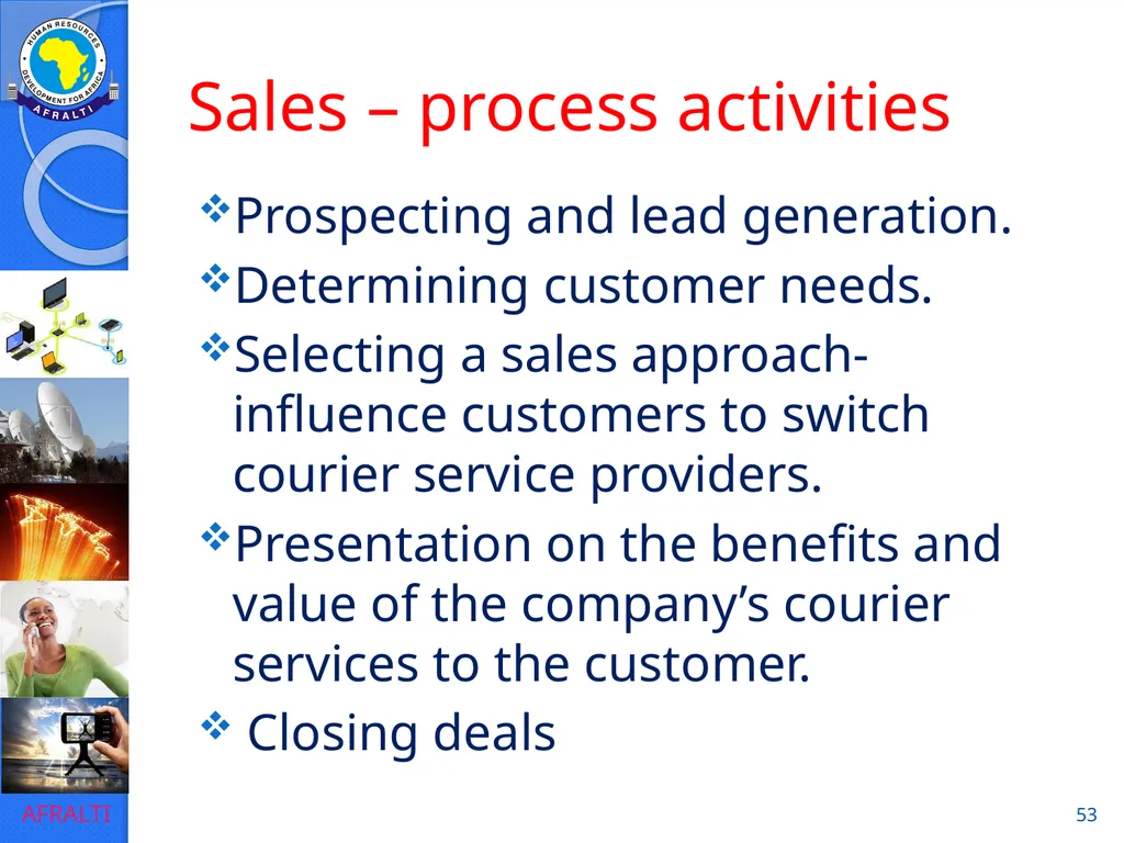 POSTAL AND COURIER TRAINING RUNNING A COURIER - slide 53 of 112