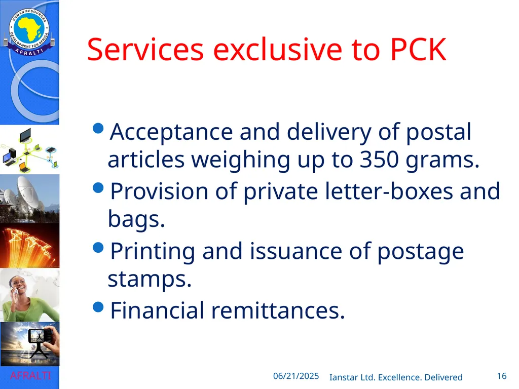 POSTAL AND COURIER TRAINING RUNNING A COURIER - slide 16 of 112