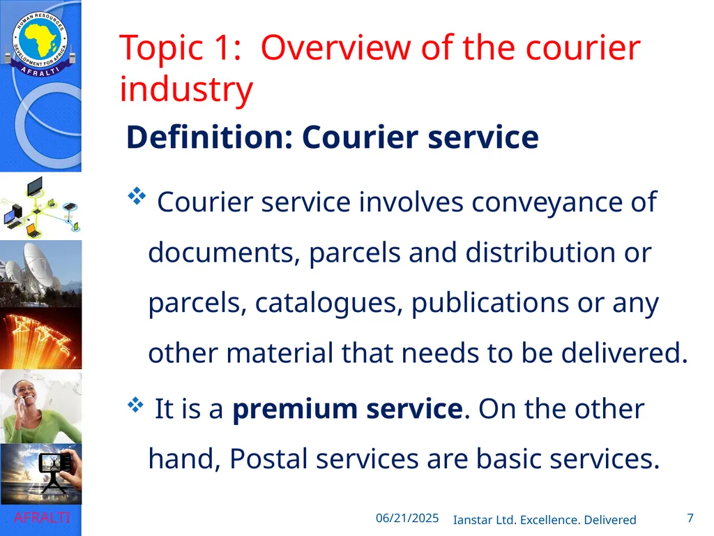 POSTAL AND COURIER TRAINING RUNNING A COURIER - slide 7 of 112