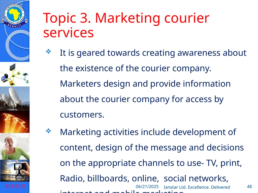 POSTAL AND COURIER TRAINING RUNNING A COURIER - slide 48 of 112
