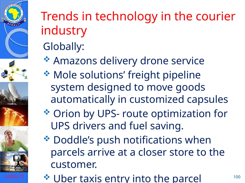 POSTAL AND COURIER TRAINING RUNNING A COURIER - slide 100 of 112