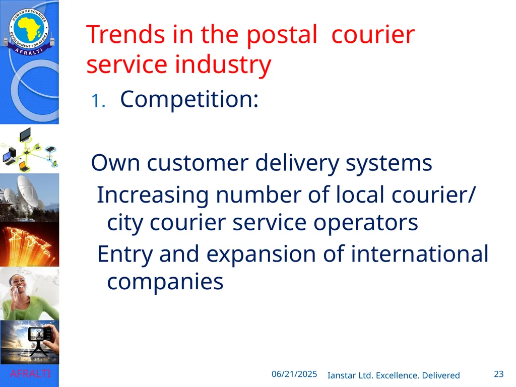 POSTAL AND COURIER TRAINING RUNNING A COURIER - slide 23 of 112