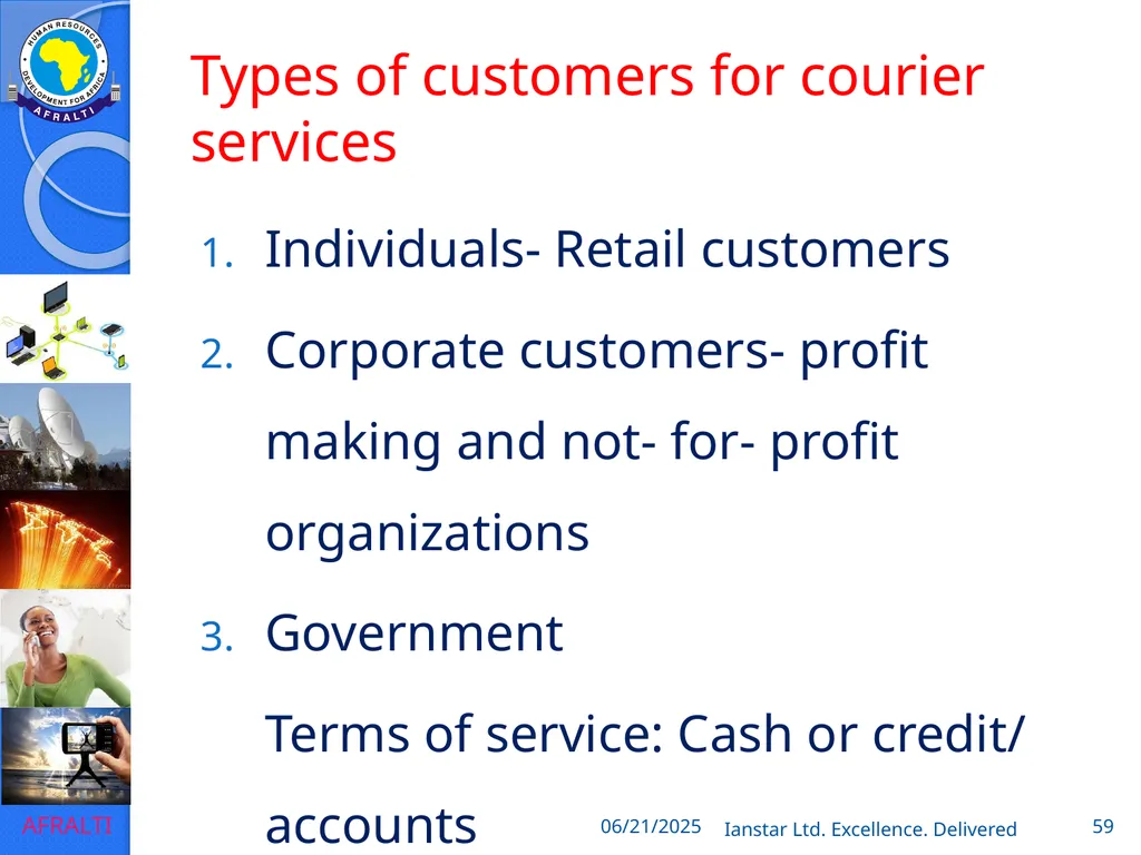 POSTAL AND COURIER TRAINING RUNNING A COURIER - slide 59 of 112