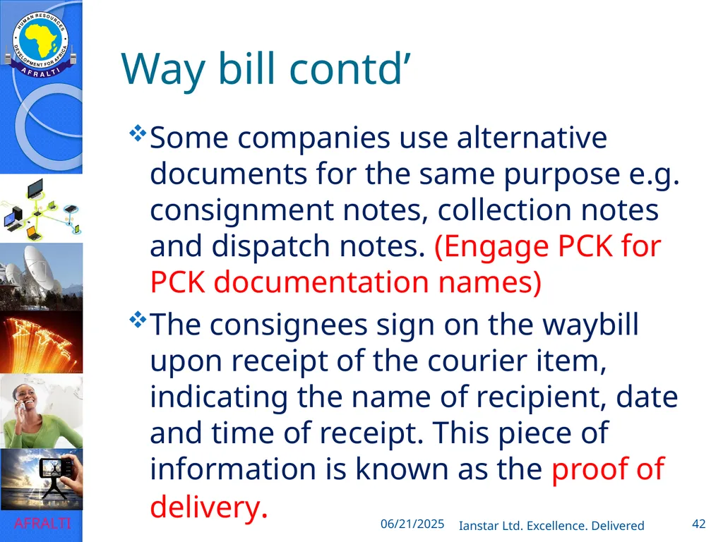 POSTAL AND COURIER TRAINING RUNNING A COURIER - slide 42 of 112