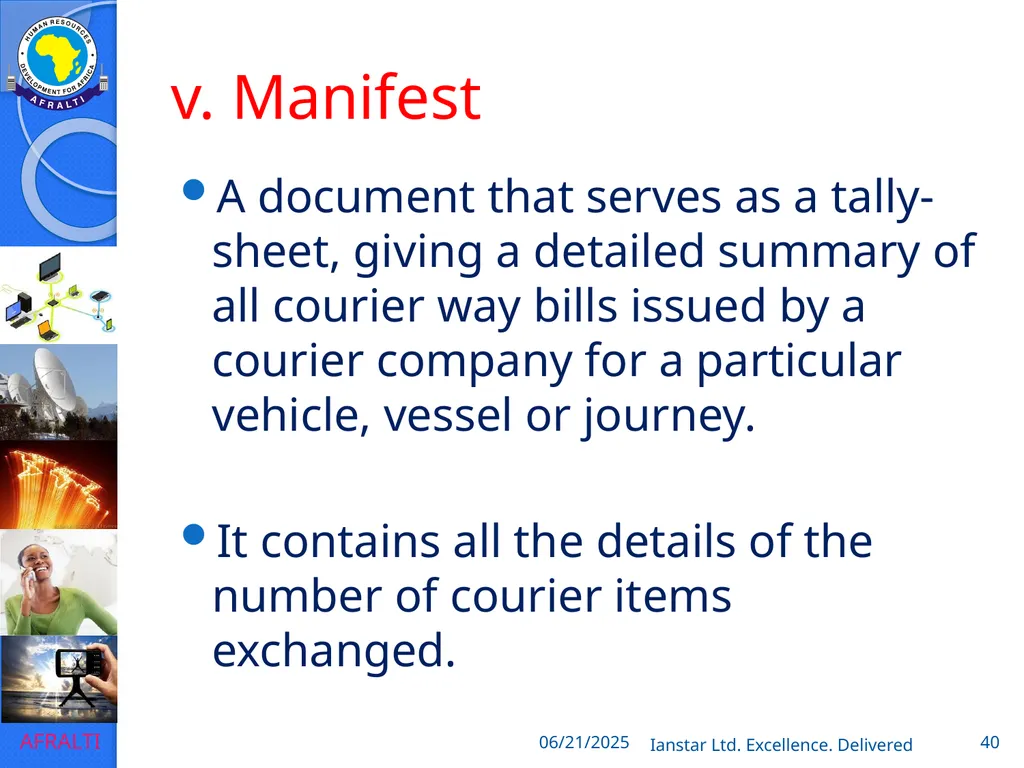 POSTAL AND COURIER TRAINING RUNNING A COURIER - slide 40 of 112