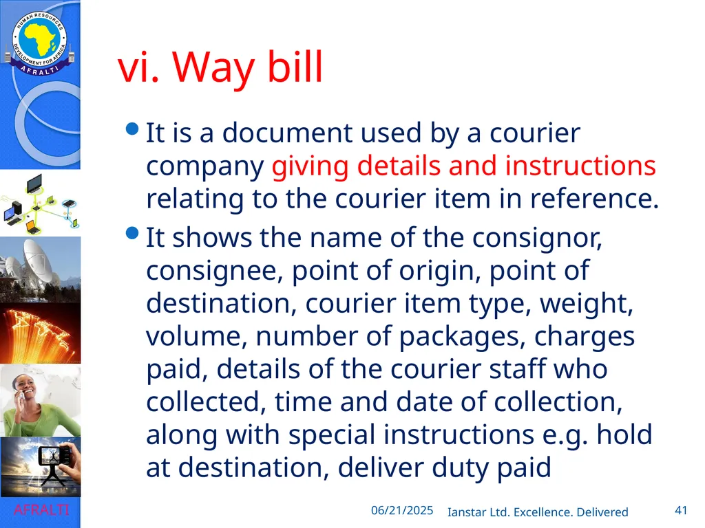 POSTAL AND COURIER TRAINING RUNNING A COURIER - slide 41 of 112