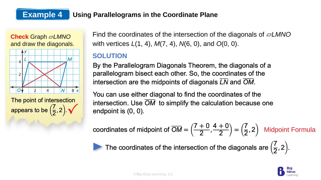 Lesson 7.2 Properties of Parallelograms Learning - slide 13 of 15