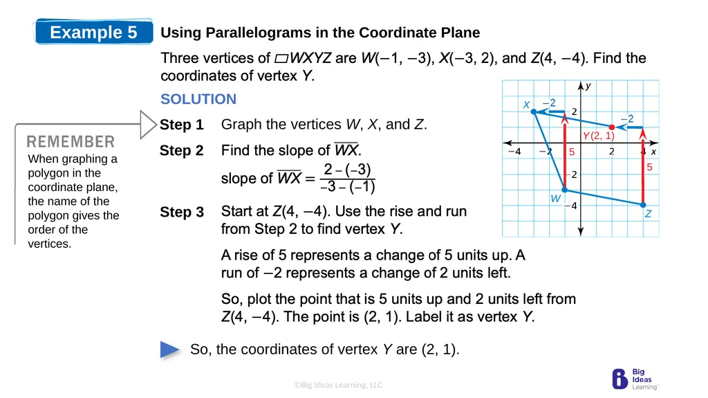 Lesson 7.2 Properties of Parallelograms Learning - slide 14 of 15