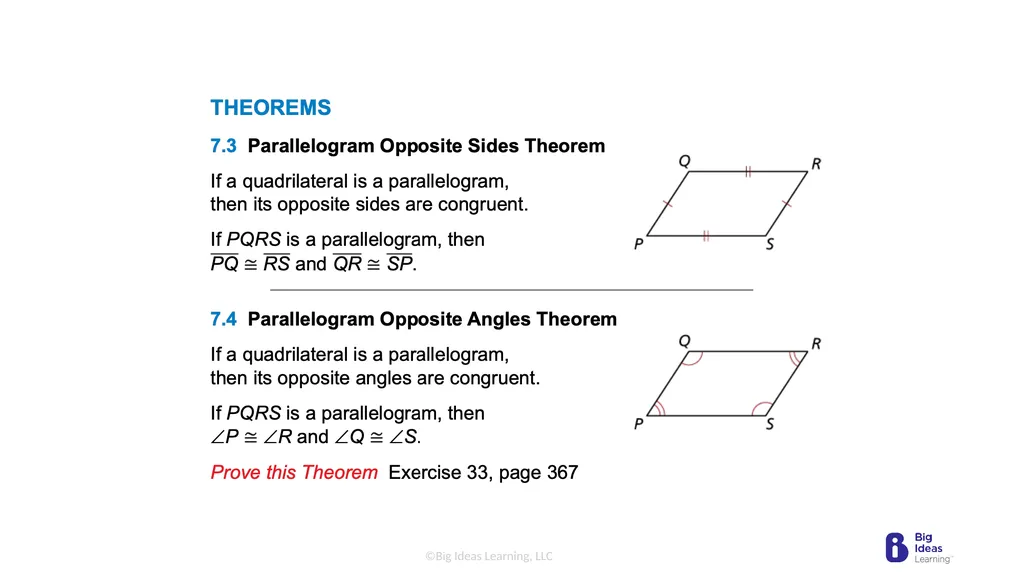 Lesson 7.2 Properties of Parallelograms Learning - slide 4 of 15