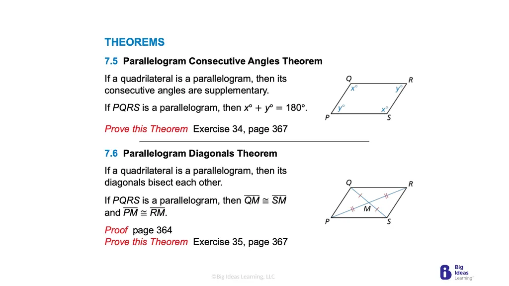 Lesson 7.2 Properties of Parallelograms Learning - slide 9 of 15