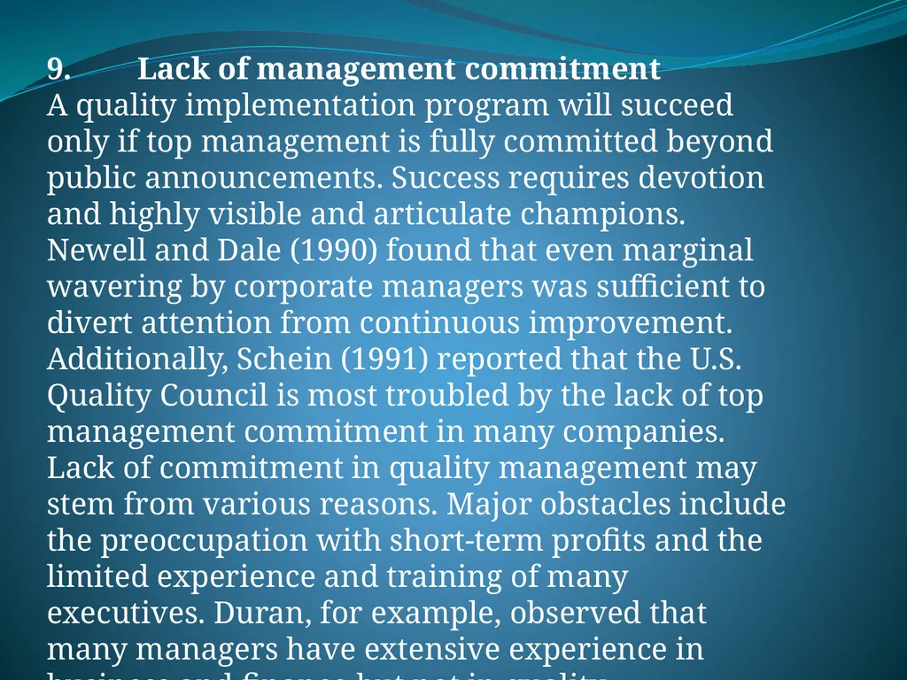 IMPLEMENTING TOTAL QUALITY MANAGEMENT IN - slide 28 of 34