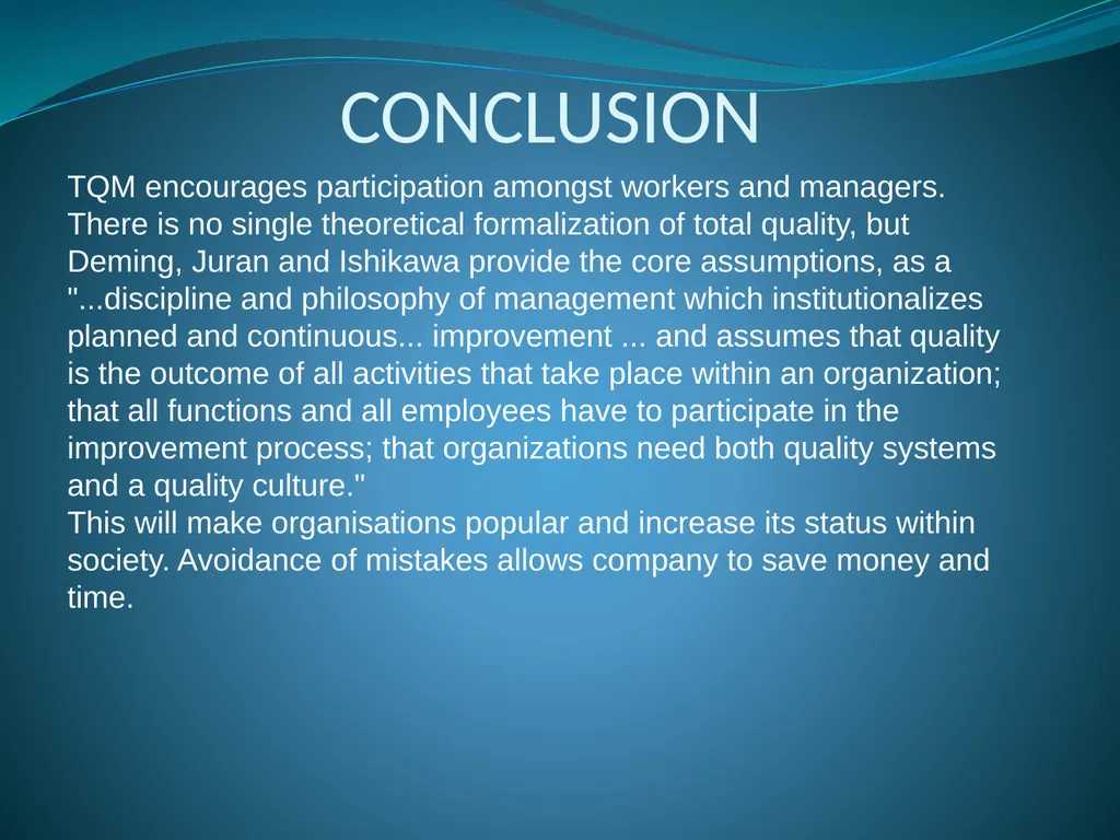 IMPLEMENTING TOTAL QUALITY MANAGEMENT IN - slide 15 of 34