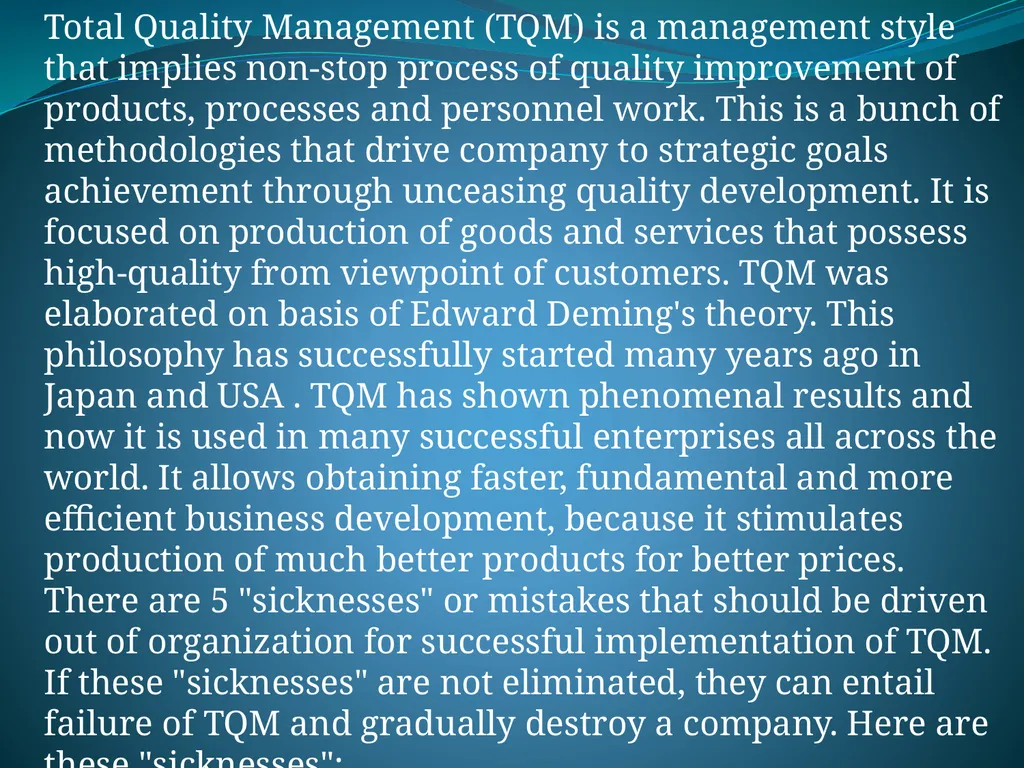 IMPLEMENTING TOTAL QUALITY MANAGEMENT IN - slide 2 of 34