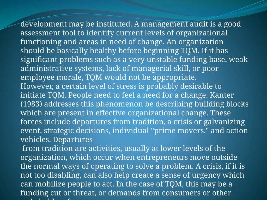 IMPLEMENTING TOTAL QUALITY MANAGEMENT IN - slide 13 of 34