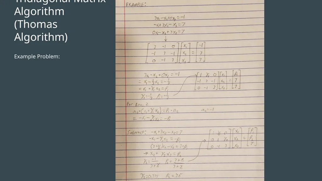 Tridiagonal and Band Diagonal Systems of Equations - slide 11 of 13