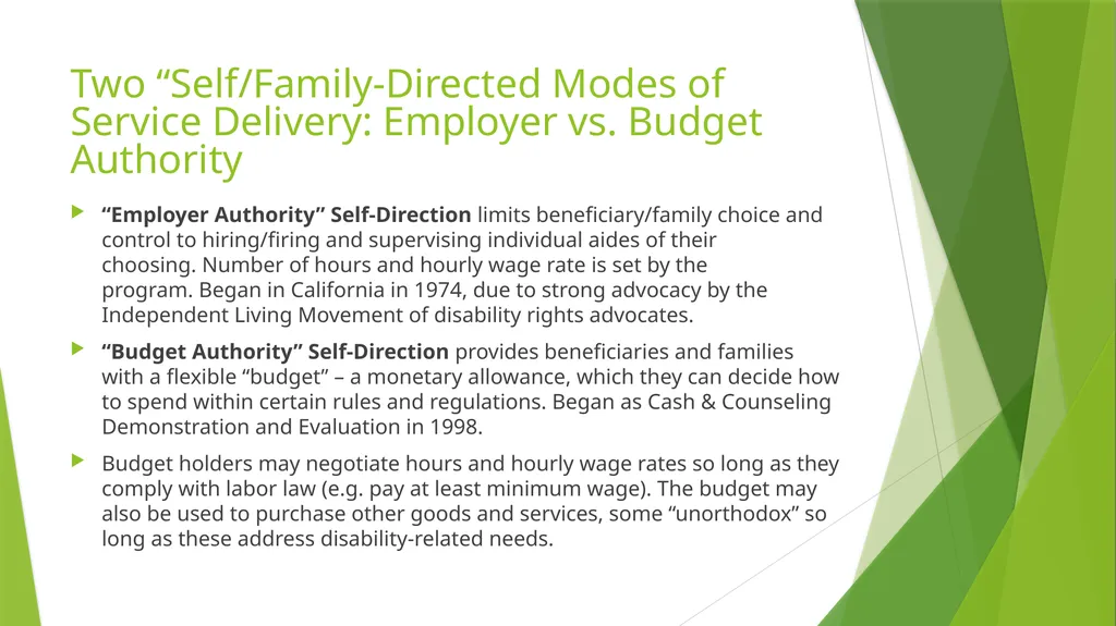 Self/Family Directed Home and Community-Base - slide 4 of 25