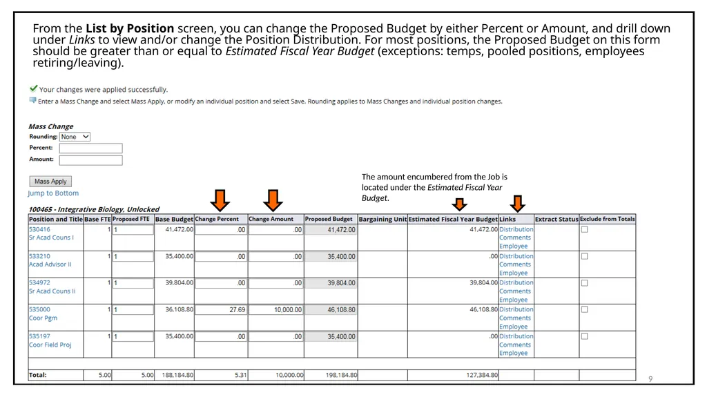 Budget Cycle Entry In Salary Planner Self Service - slide 9 of 31