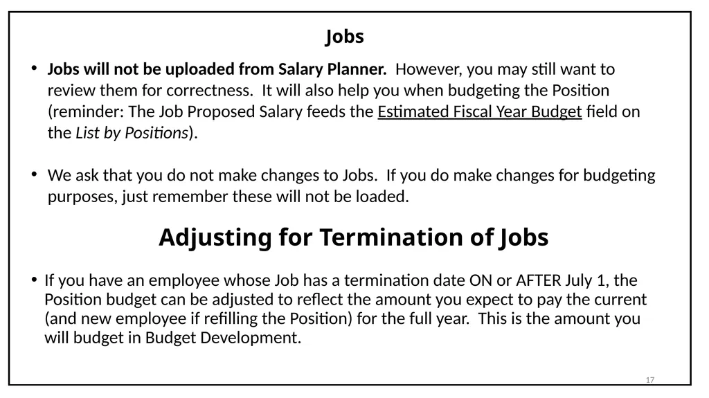 Budget Cycle Entry In Salary Planner Self Service - slide 17 of 31