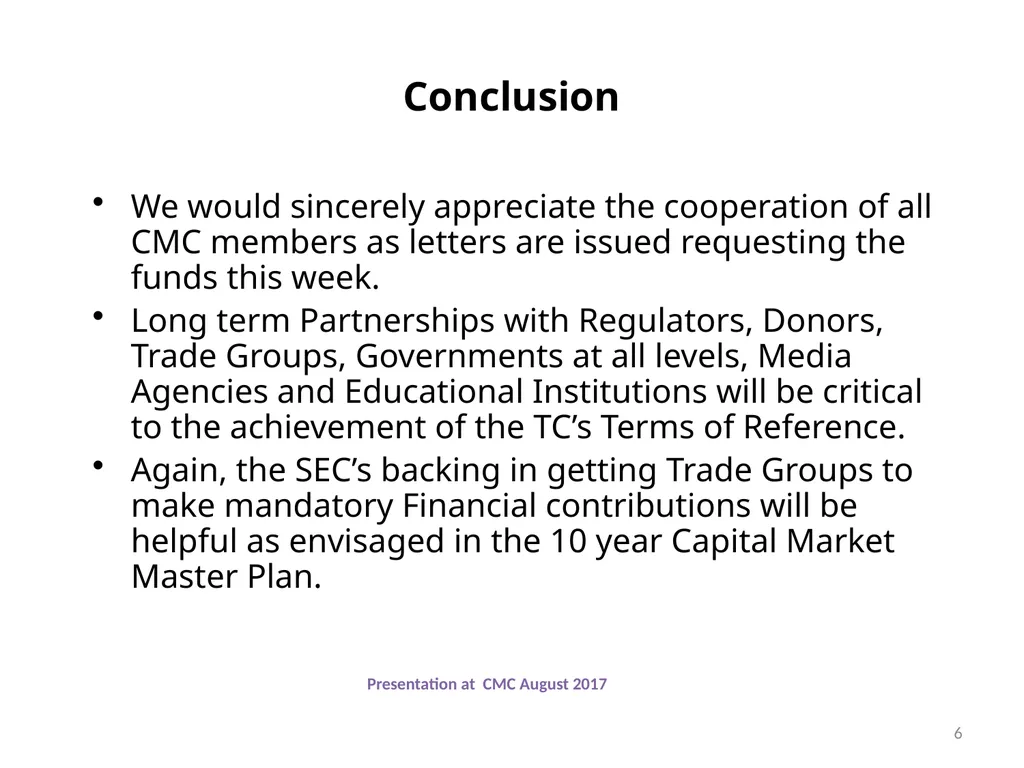 Technical Committee on Financial Literacy Update - slide 6 of 6