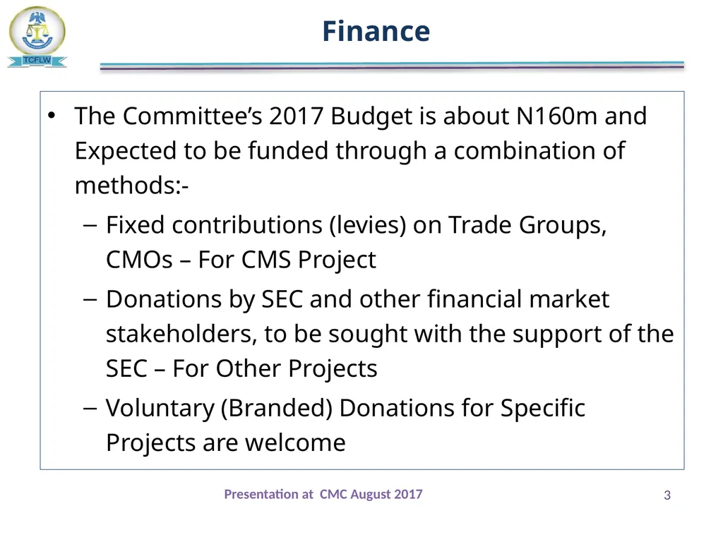 Technical Committee on Financial Literacy Update - slide 3 of 6
