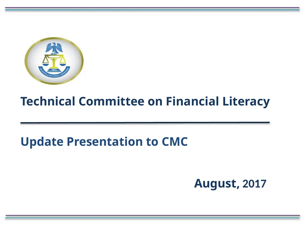 Technical Committee on Financial Literacy Update - slide 1 of 6