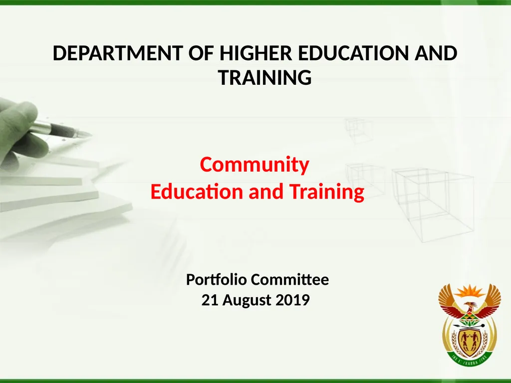 DEPARTMENT OF HIGHER EDUCATION AND TRAINING