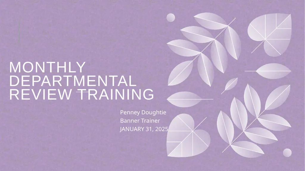 Monthly Departmental review training Penney